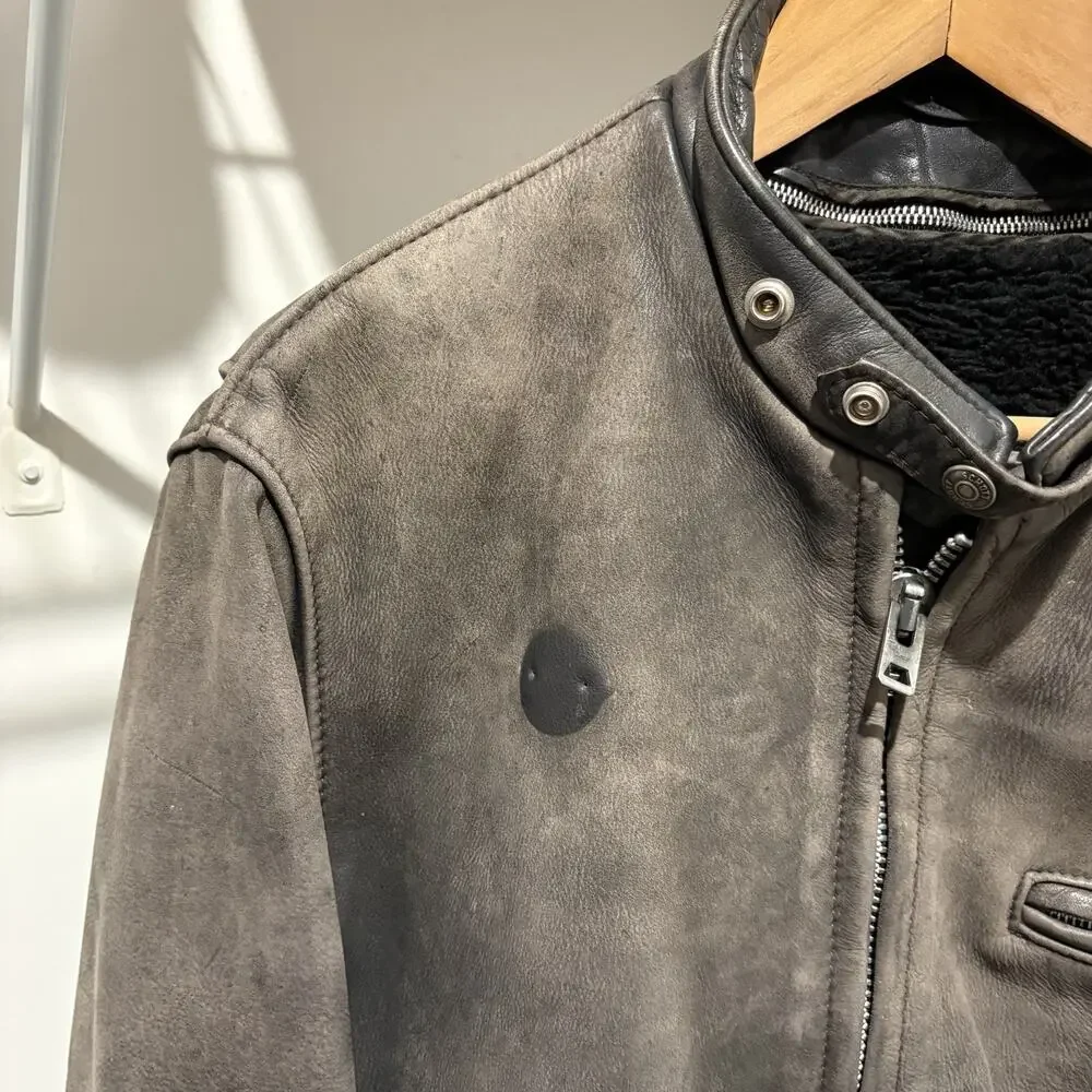 Vintage Schott 141 Cowhide Leather Cafe Racer Motorcycle Jacket Size 42 USA FADE